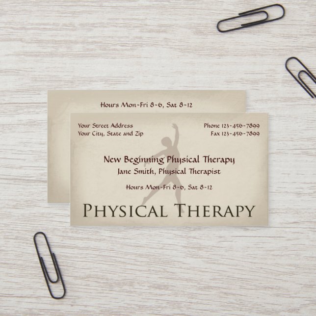 Physical Therapist Therapy Business Cards (Front/Back In Situ)