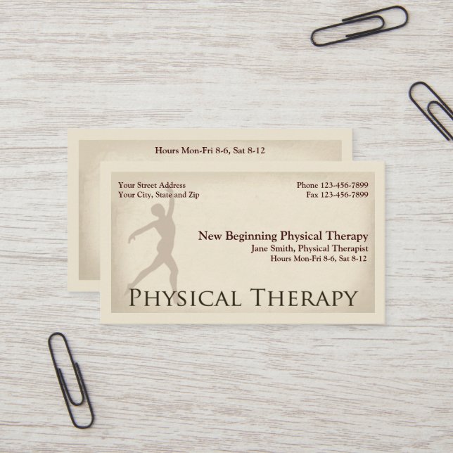 Physical Therapist Therapy Business Cards (Front/Back In Situ)