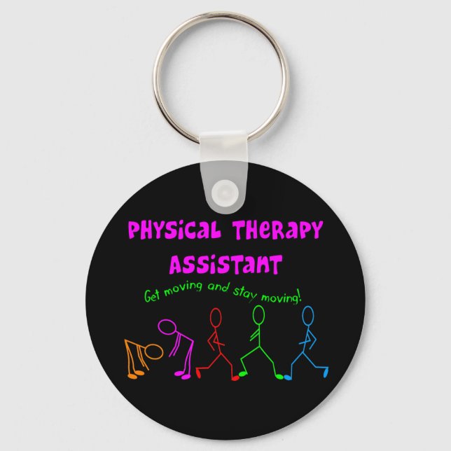 Physical Therapy Assistant Stick People Design Key Ring (Front)