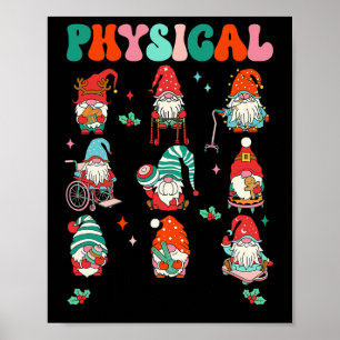 Physical Therapy Christmas Pt Therapist Cute Gnome Poster