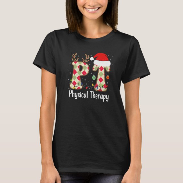 Physical Therapy Christmas Retro Groovy PT Therapi T-Shirt (Front)