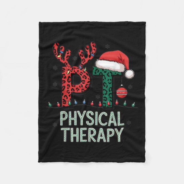Physical Therapy Christmas Santa Hat Pt Therapist  Fleece Blanket (Front)