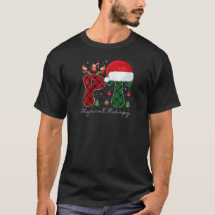 Physical Therapy Christmas Santa Hat Red Plaid PT T-Shirt