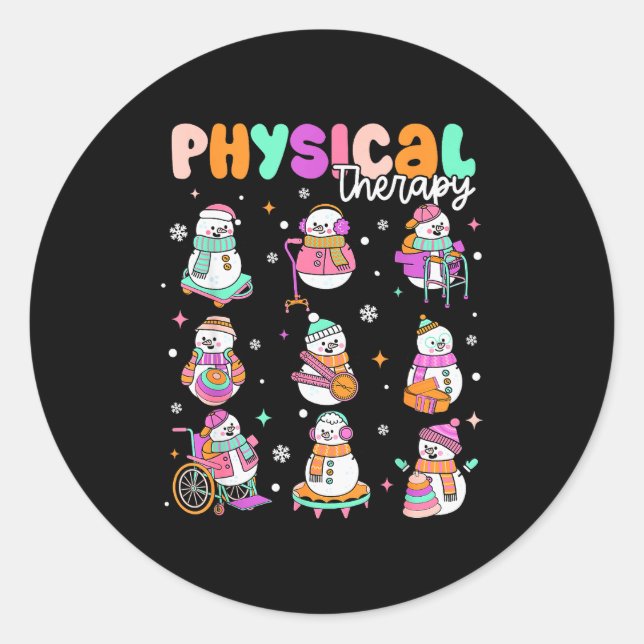 Physical Therapy Christmas Shirt Pt Christmas Snow Classic Round Sticker (Front)