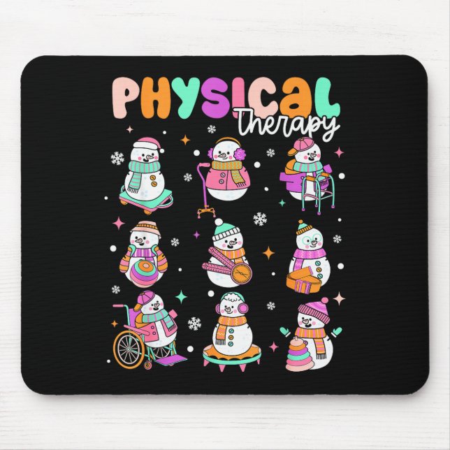 Physical Therapy Christmas Shirt Pt Christmas Snow Mouse Pad (Front)