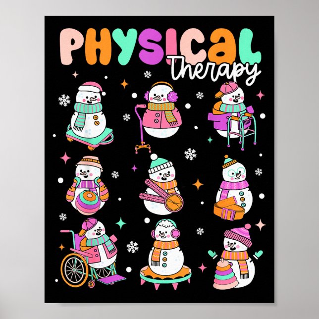 Physical Therapy Christmas Shirt Pt Christmas Snow Poster (Front)