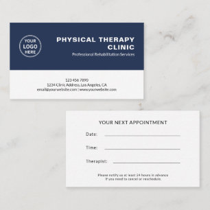 Physical Therapy Clinic Custom Logo Appointment Card