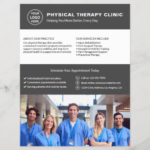 Physical Therapy Clinic Logo Photo QR Grey Flyer