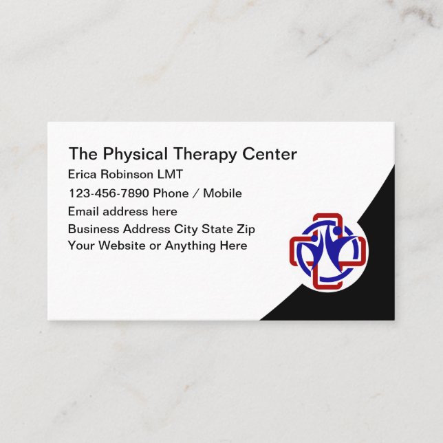 Physical Therapy Clinic Therapist Business Cards (Front)