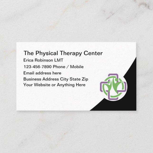 Physical Therapy Clinic Therapist Business Cards (Front)