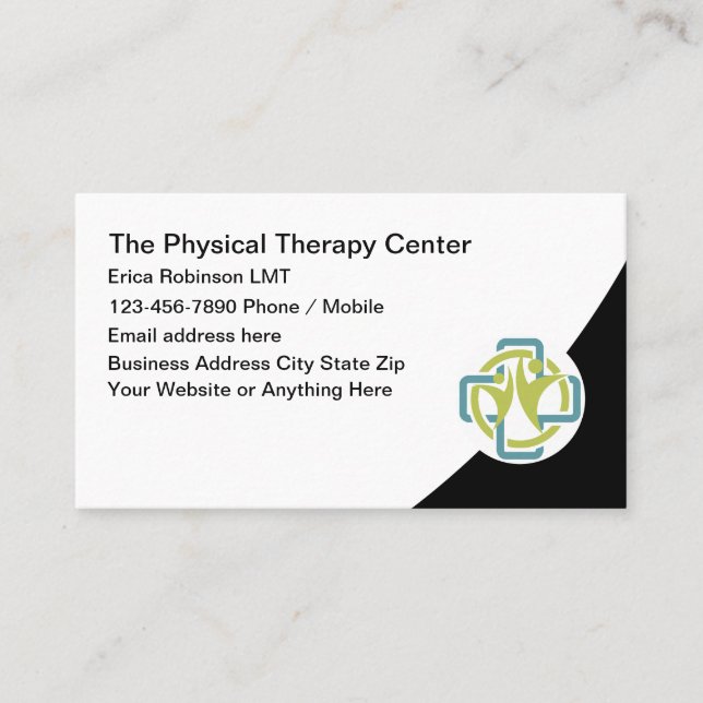 Physical Therapy Clinic Therapist Business Cards (Front)