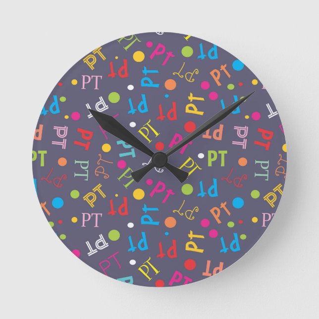 Physical Therapy Colourful Letters  Round Clock (Front)