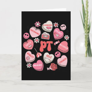 Physical Therapy Groovy Valentine's Day Heart Cand Card