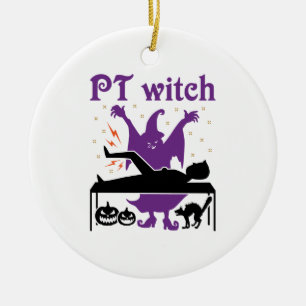 Physical Therapy Halloween PT Witch Ceramic Ornament