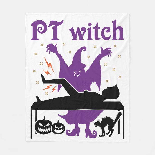 Physical Therapy Halloween PT Witch Fleece Blanket (Front)