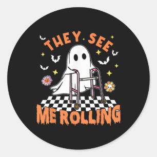 Physical Therapy Halloween They See Me Rolling Spo Classic Round Sticker