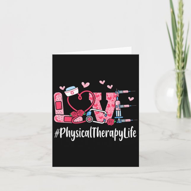 Physical Therapy Love Valentine Day Women Heart Ap Card (Front)