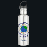 Physical Therapy Makes the World Go Round 710 Ml Water Bottle<br><div class="desc">PT makes the world go round drinking bottle with your custom text at the bottom. A cute physical therapy gift for your favourite physical therapist. Features a group of people holding hands around the blue and green planet Earth. Come together to make a change by helping people.</div>