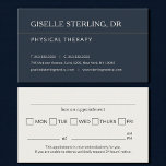 Physical Therapy Office Appointment Reminder Business Card<br><div class="desc">A clean, professional appointment reminder business card designed for physical therapy offices. Perfect for giving patients an easy to keep reminder of their next therapy session or follow up visit. The layout keeps your clinic name, phone number, address, and appointment details clear and easy to read. Ideal for rehabilitation clinics,...</div>