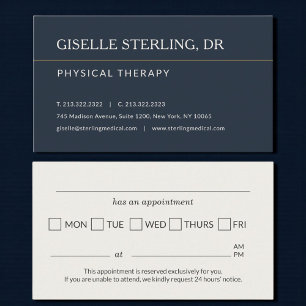 Physical Therapy Office Appointment Reminder Business Card