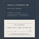 Physical Therapy Office Appointment Reminder Card<br><div class="desc">A clean, professional appointment reminder business card designed for physical therapy offices. Perfect for giving patients an easy to keep reminder of their next therapy session or follow up visit. The layout keeps your clinic name, phone number, address, and appointment details clear and easy to read. Ideal for rehabilitation clinics,...</div>