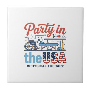 Physical Therapy Party in the USA Vintage T-Shirt_ Ceramic Tile