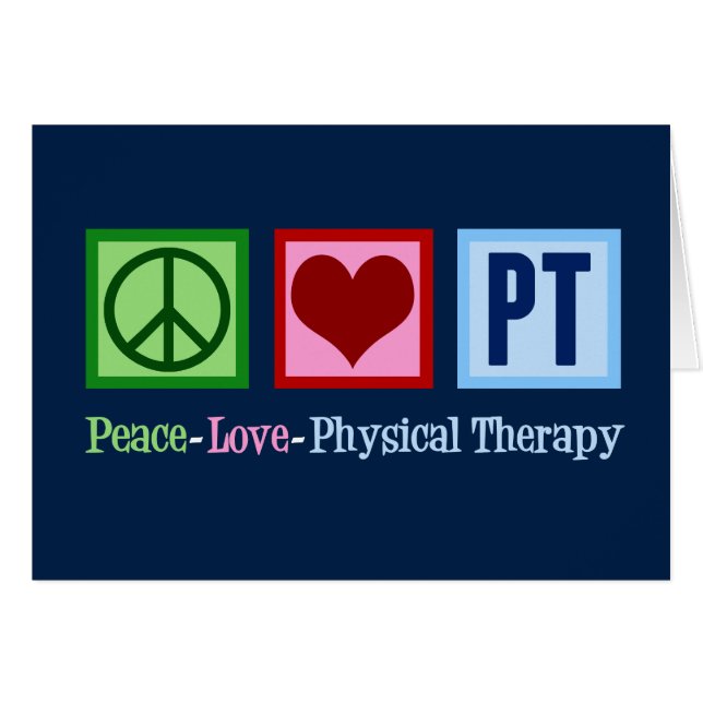 Physical Therapy Peace Love PT Blue Card (Front Horizontal)