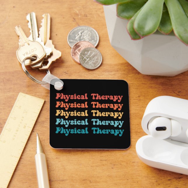 Physical Therapy PT Retro PT Grad Gifts Key Ring (Desk)