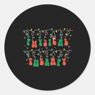 Physical Therapy Pt Santa Hat Christmas Lights Xma Classic Round Sticker