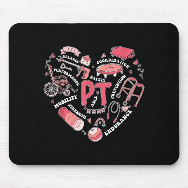 Physical Therapy Pt Valentine Heart Shape Physical Mouse Pad (Front)