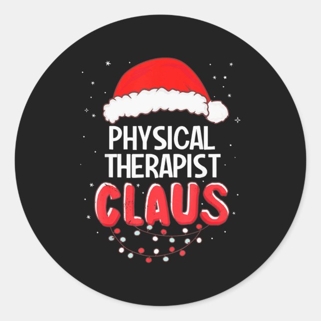 Physical Therast Santa Claus Christmas Matching Co Classic Round Sticker (Front)