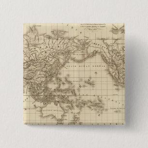 Physical world map 15 cm square badge