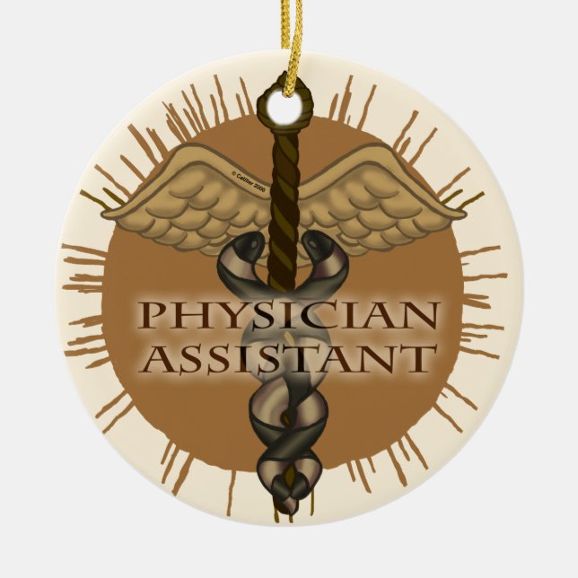 Physician Assistant Caduceus Ceramic Tree Decoration (Front)