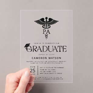 Physician Assistant Graduate PA School Graduation Acrylic Invitations