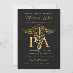 Physician Assistant Graduation Announcement Black