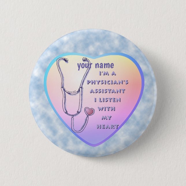 Physician Assistant Heart 6 Cm Round Badge (Front)