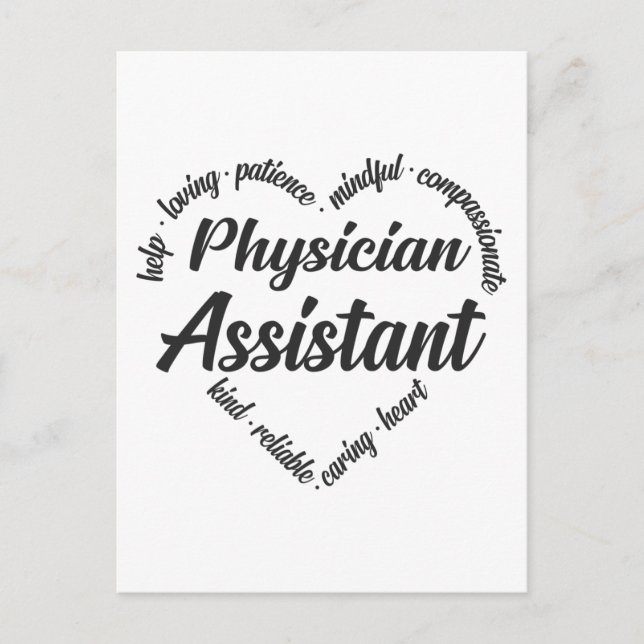 Physician Assistant Heart Word Cloud Holiday Postcard (Front)