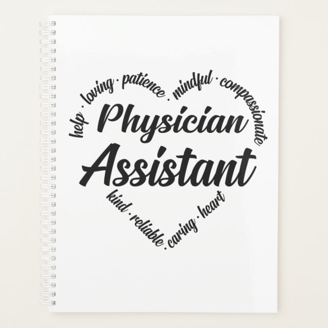 Physician Assistant Heart Word Cloud Planner (Front)