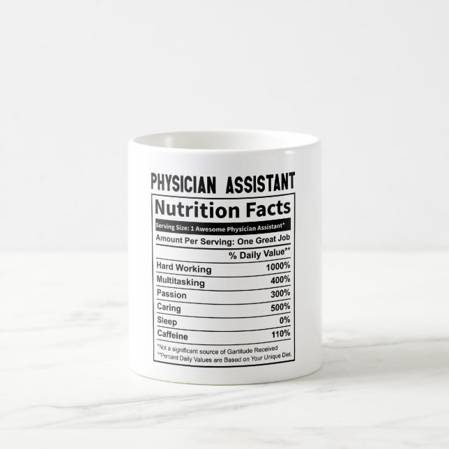 Physician Assistant Nutritional Facts Coffee Mug (Center)