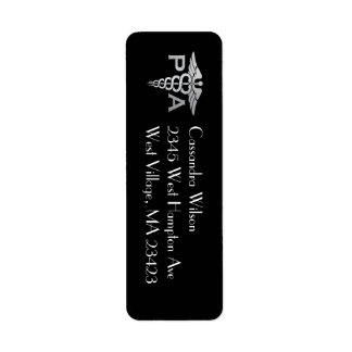 Physician Assistant PA Graduation Black Silver Return Address Label