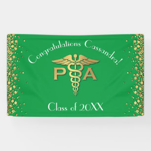 Physician Assistant PA Graduation Green Gold Banner