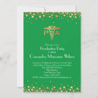 Physician Assistant PA Graduation Green Gold