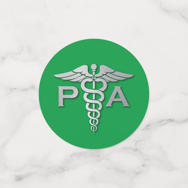 Physician Assistant PA Graduation Green Silver Confetti (Small Front)