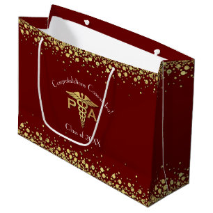Physician Assistant PA Graduation Maroon Gold Large Gift Bag