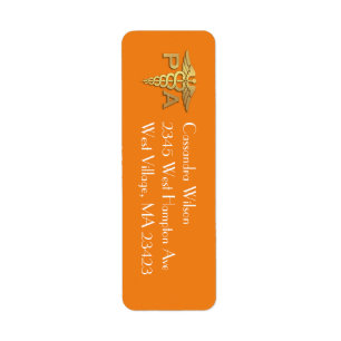 Physician Assistant PA Graduation Orange Gold Return Address Label