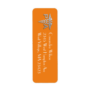 Physician Assistant PA Graduation Orange Silver Return Address Label