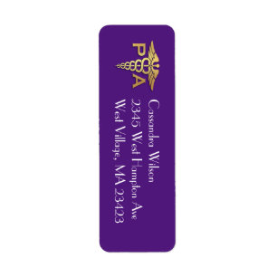 Physician Assistant PA Graduation Purple Gold Return Address Label