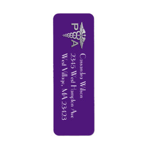 Physician Assistant PA Graduation Purple Silver Return Address Label