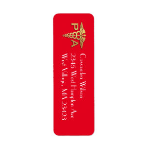 Physician Assistant PA Graduation Red Gold Return Address Label