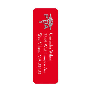 Physician Assistant PA Graduation Red Silver Return Address Label